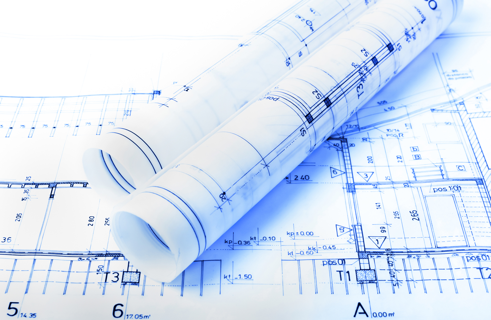 Architecture rolls architectural plans project architect blueprints real estate concept